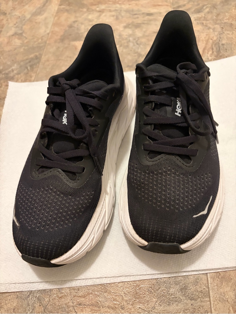 Hoka Black and White Women's Athletic Running Shoes